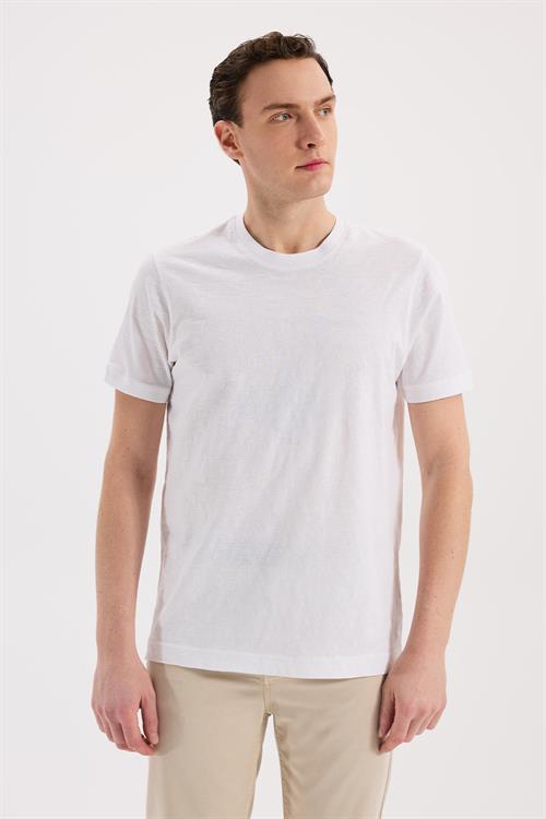 Beyaz Dar Kalıp - Slim Fit T-Shirt Bisiklet Yaka