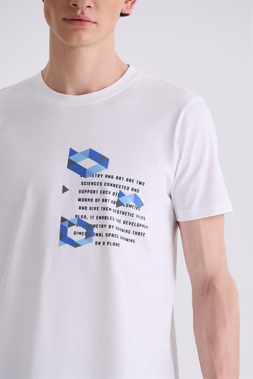 Beyaz Slim Fit Bisiklet Yaka T-Shirt