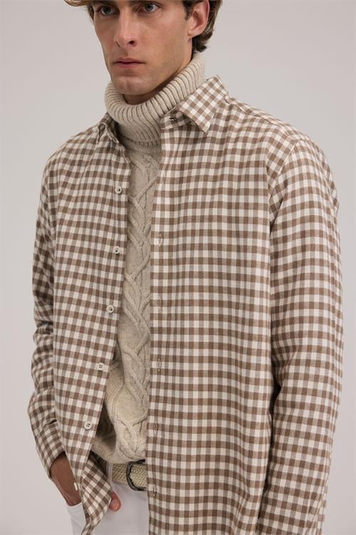 Kahve Klasik Kalıp - Classic Gömlek Klasik Yaka