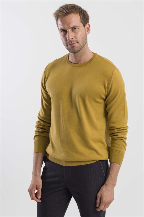 Hardal Slim Fit Bisiklet Yaka Triko Kazak