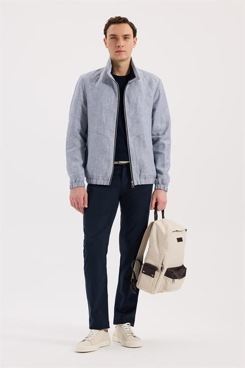 Mavi Rahat Kalıp - Comfort Fit Mont Dik Yaka