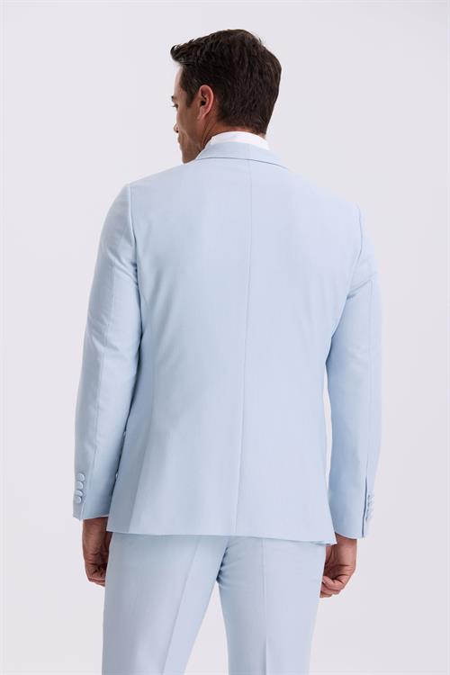 Mavi Slim Fit Şal Yaka Yelekli Smokin Damatlık Takım Elbise