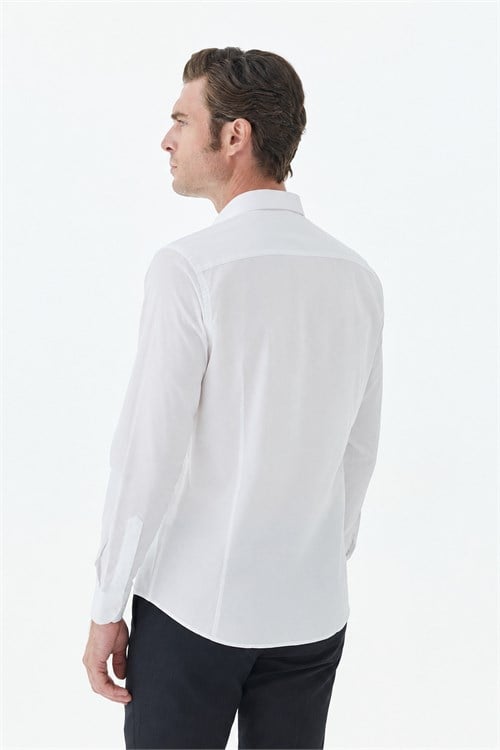 Beyaz %100 Pamuk Comfort Fit Klasik Yaka Gömlek