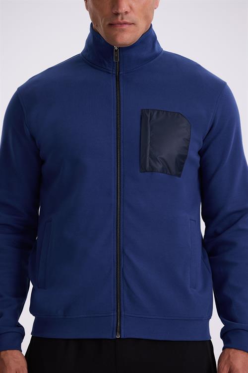 İndigo Slim Fit Fermuarlı Pamuklu Likralı Eşofman Üstü