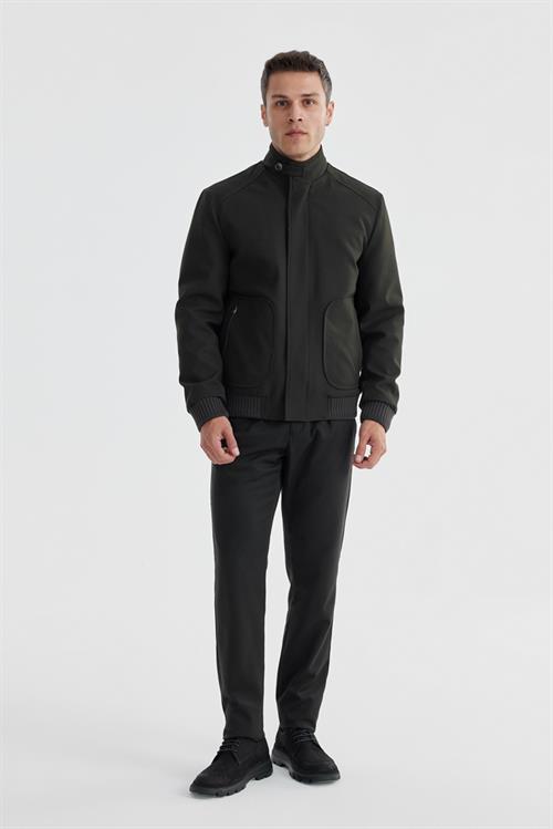 Yeşil Comfort Fit Dik Yaka Casual Mont
