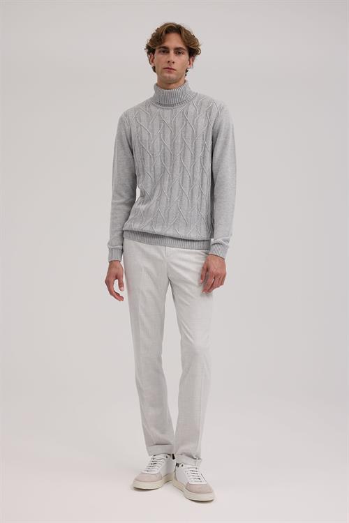 Gri Dar Kalıp - Slim Fit Triko Tam Balıkcı Yaka