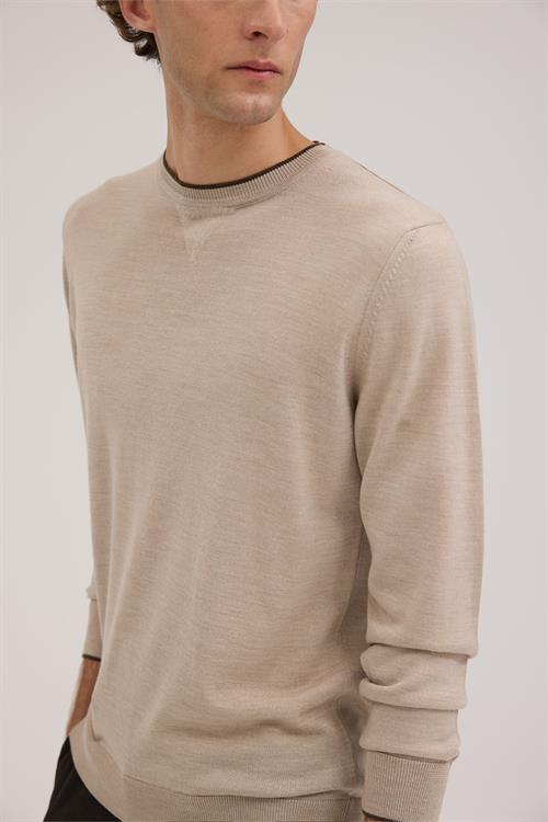 Taş Slim Fit Bisiklet Yaka V Tiftikli Yünlü Triko Kazak