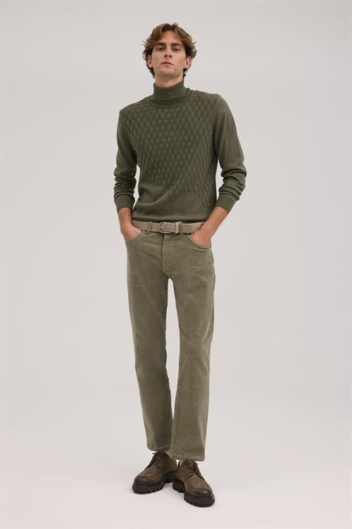 Yeşil Rahat Kalıp - Comfort Fit Pantolon Spor 5 Cep