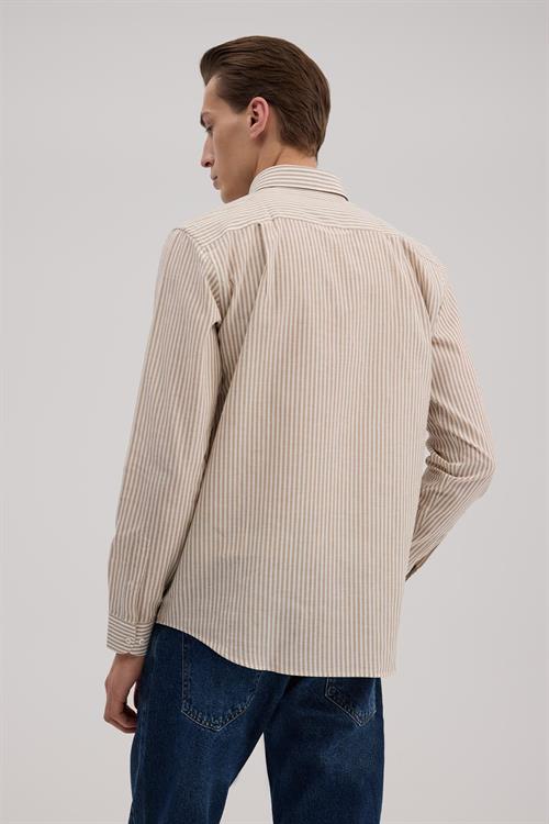 Taba Rahat Kalıp - Comfort Fit Gömlek Klasik Yaka