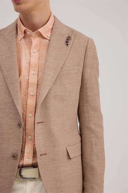 Turuncu Dar Kalıp - Slim Fit Ceket Sivri Yaka