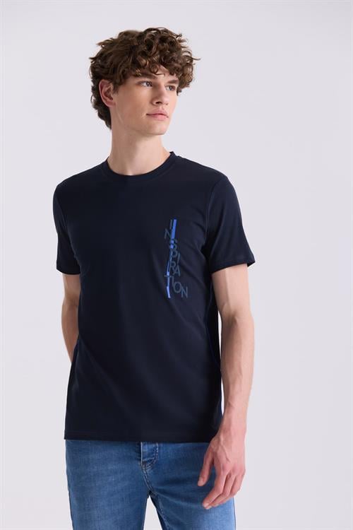 Lacivert Slim Fit Bisiklet Yaka T-Shirt