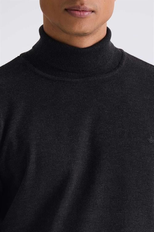 Antrasit Slim Fit Tam Balıkçı Yaka Triko Kazak