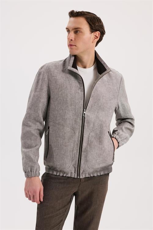 Bej Rahat Kalıp - Comfort Fit Mont Dik Yaka