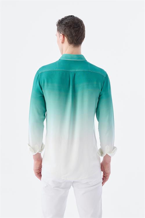 Rahat Kalıp - Comfort Fit Serili Gömlek-Jakamen  Yaka Alttan Düğmeli  Serili