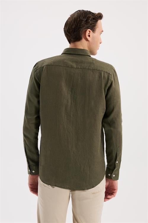 Haki Rahat Kalıp - Comfort Fit Gömlek Klasik Yaka