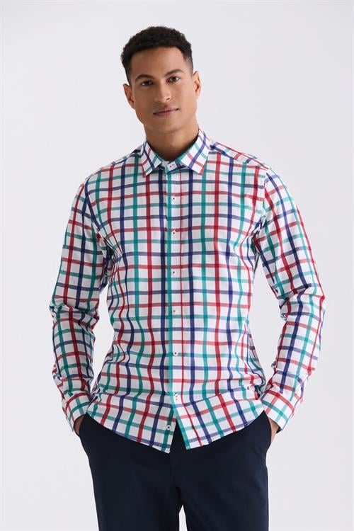 Yeşil Slim Fit Yaka  Düğmeli Gömlek