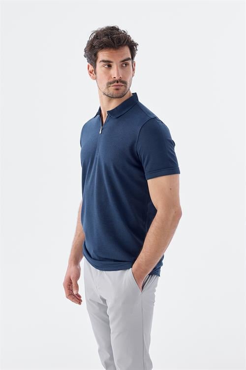 Dar Kalıp - Slim Fit Serili T-Shirt-Jakamen  Fermuarlı  Serili