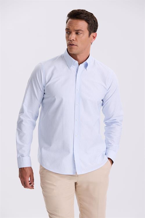 Mavi %100 Pamuk Düğmeli Yaka Comfort Fit Gömlek