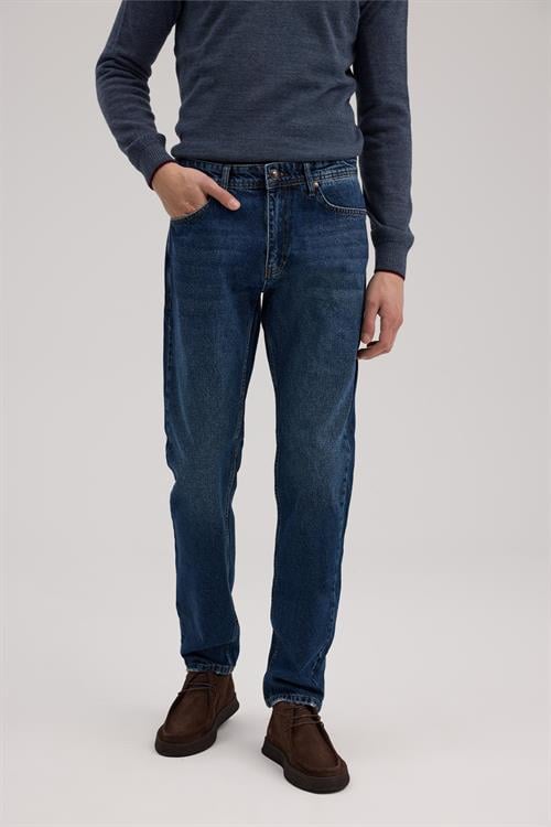 Lacivert Slim Fit %100 Pamuk 5 Cep Kot  Pantolon