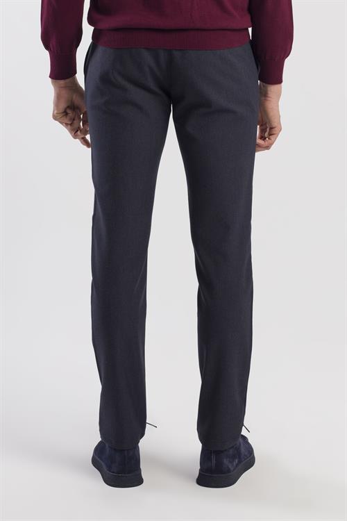 Lacivert Comfort Fit Beli Lastikli Yan Cep Pantolon