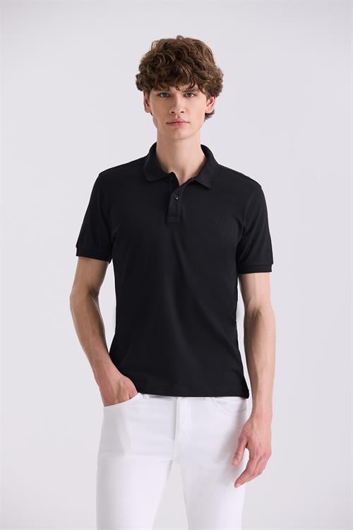 Siyah Slim Fit Polo Yaka T-Shirt