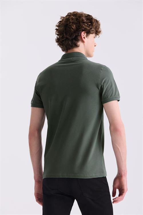Haki Slim Fit Polo Yaka T-Shirt