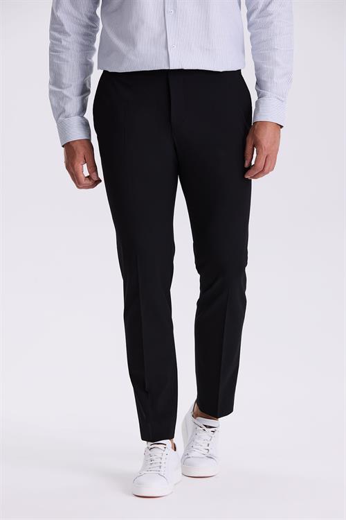 Siyah Comfort Fit Bambu Karışımlı Rahat Kesim Esnek Kumaş Pantolon