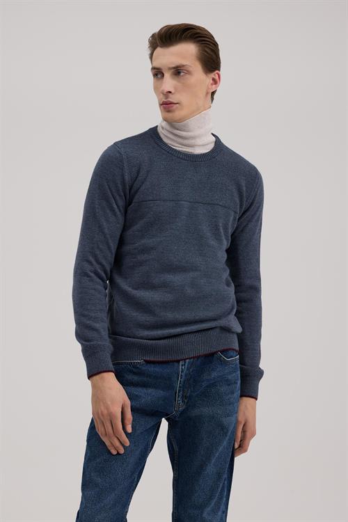 İndigo Slim Fit Bisiklet Yaka Triko