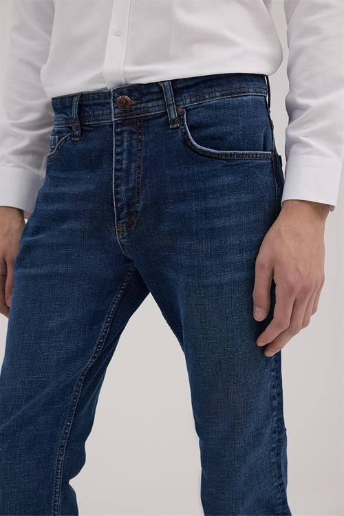 Lacivert Slim Fit Jean Kot Pantolon