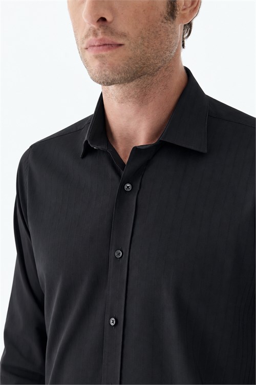 Siyah Çizgili Comfort Fit Gömlek