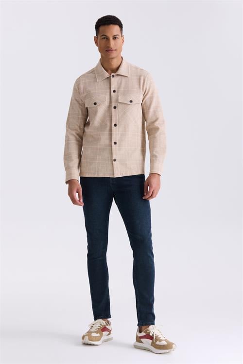 Taba Slim Fit Ekoseli Pamuklu Gömlek