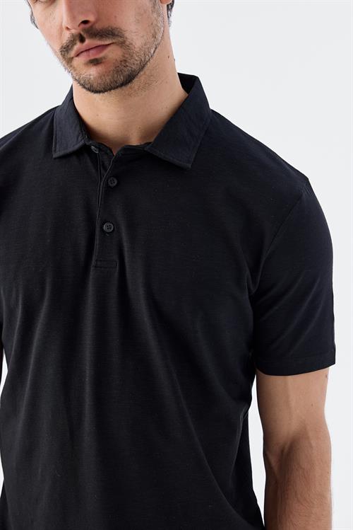Dar Kalıp - Slim Fit Serili T-Shirt-Jakamen  Polo Yaka  Serili