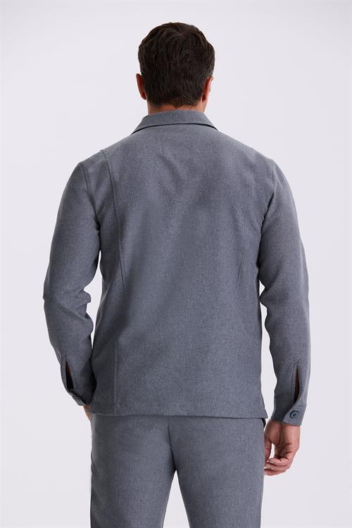 Antrasit Slim Fit Bebe Yaka Cepli Spor Takım Elbise