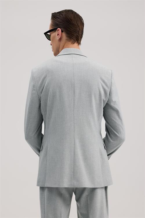 Gri Slim Fit Mono Yaka Takım Elbise 