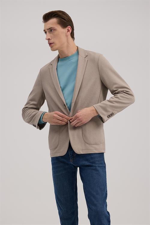 Taba Dar Kalıp - Slim Fit Ceket Mono Yaka