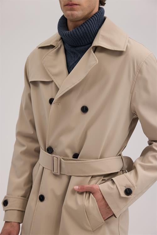 Bej Rahat Kalıp - Comfort Fit Mont Kruvaze