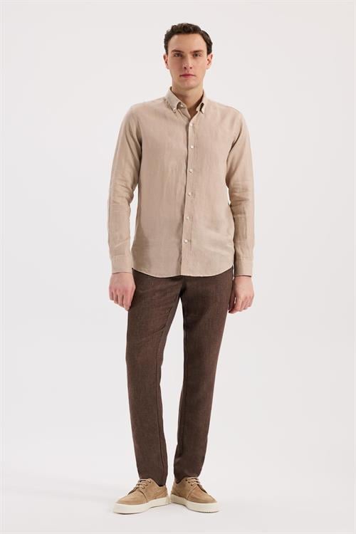 Krem Rahat Kalıp - Comfort Fit Gömlek Klasik Yaka