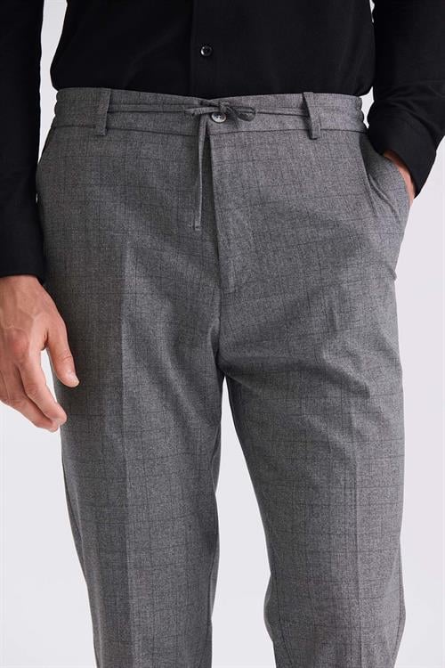 Antrasit Comfort Fit Beli Lastikli Yünlü Kumaş Pantolon