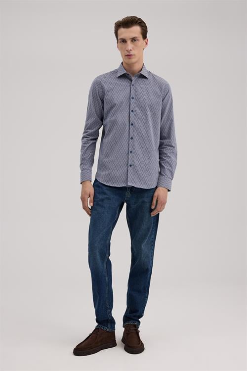 Lacivert Rahat Kalıp - Comfort Fit Gömlek Klasik Yaka