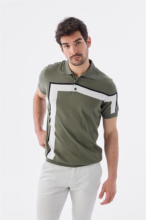 Dar Kalıp - Slim Fit Serili T-Shirt-Jakamen  Polo Yaka  Serili