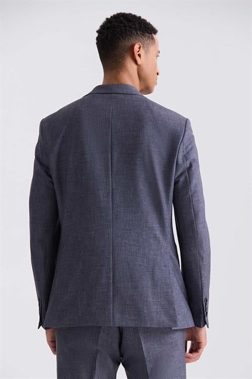 Gri Slim Fit Mono Yaka Tek Düğme Spor Takım Elbise