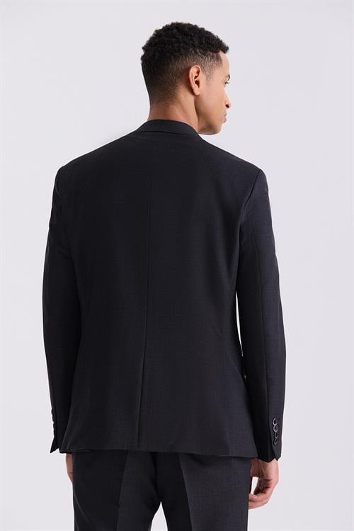 Siyah Slim Fit Mono Yaka Tek Düğme Spor Takım Elbise