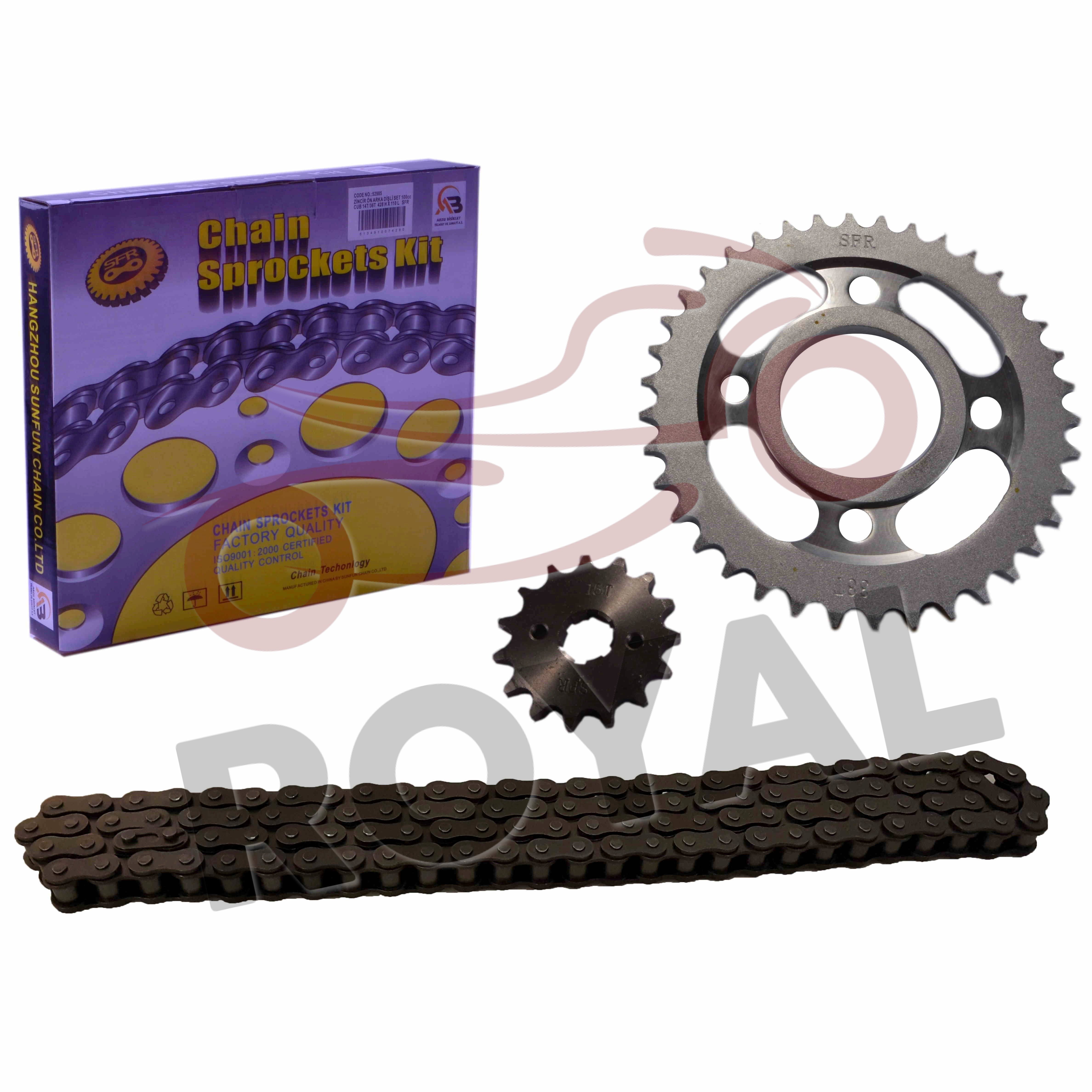 14T/36T 428H X 110 L ZİNCİR DİŞLİ SET 100cc CUB SFR ✔️