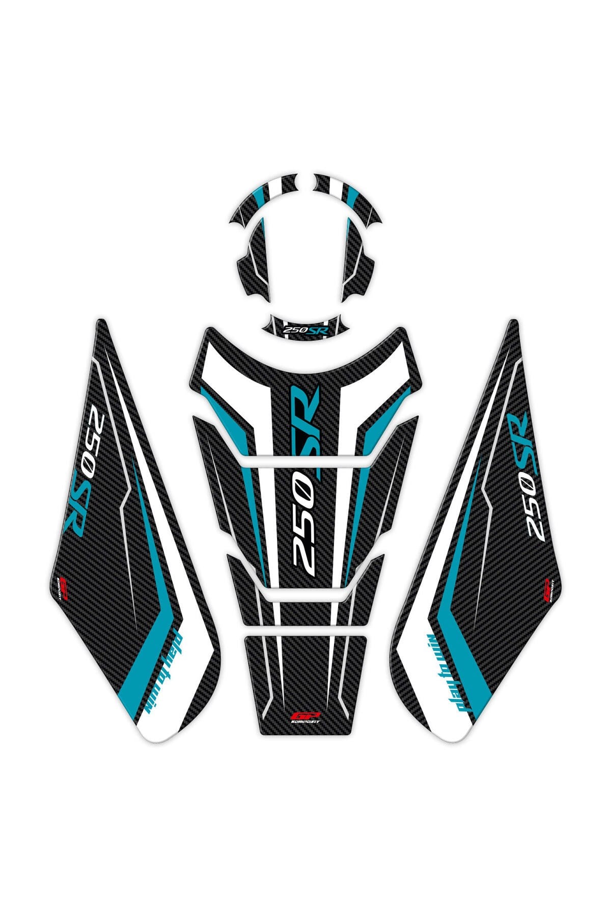 Tankpad & StickerCF Moto 250 SR 2020-2024 Uyumlu Tank Pad Seti Turkuaz