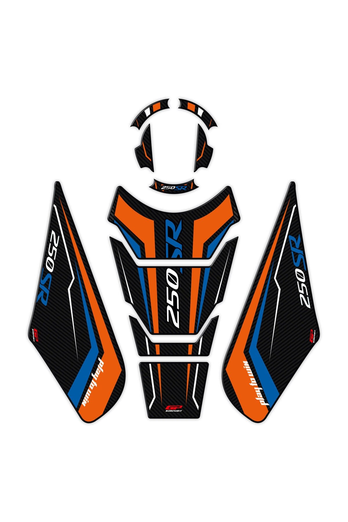 Tankpad & StickerCF Moto 250 SR 2020-2025 Uyumlu Tank Pad Seti Turuncu - Mavi