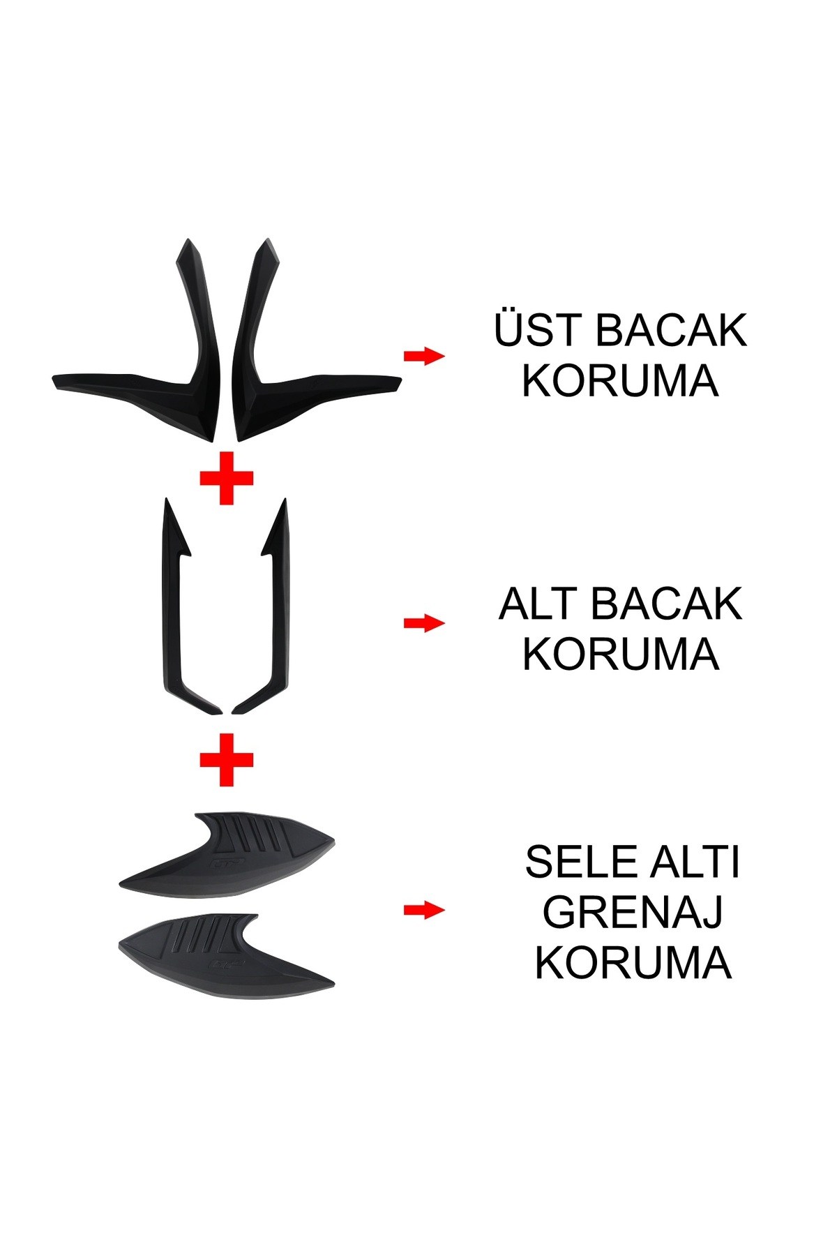 Motosiklet Koruma DemiriHonda PCX 125 / 150 2021-2024 Uyumlu Üst/Alt Bacak ve Grenaj Koruma Seti Siyah