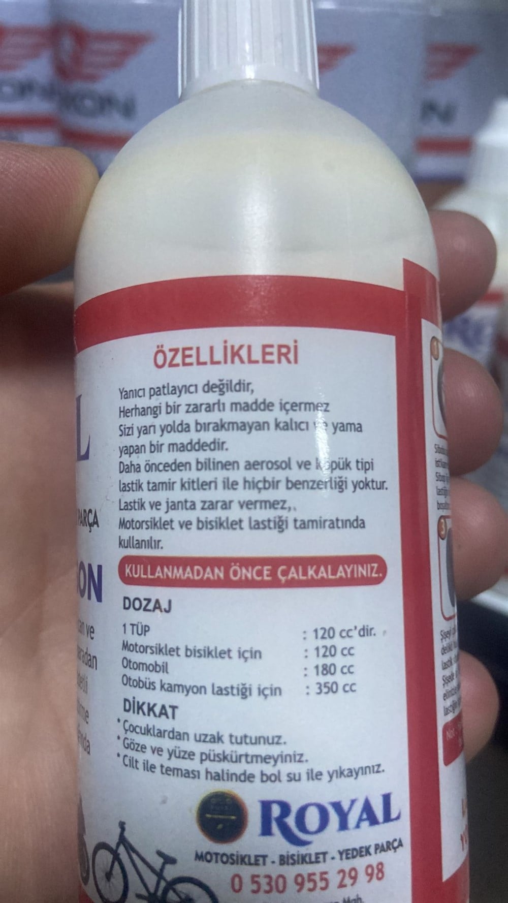 TAMİRCİ-YARDIMCILASTİK SIVISI-SÜTÜ 120ML(LASTİK TAMİR SÜTÜ)✔️