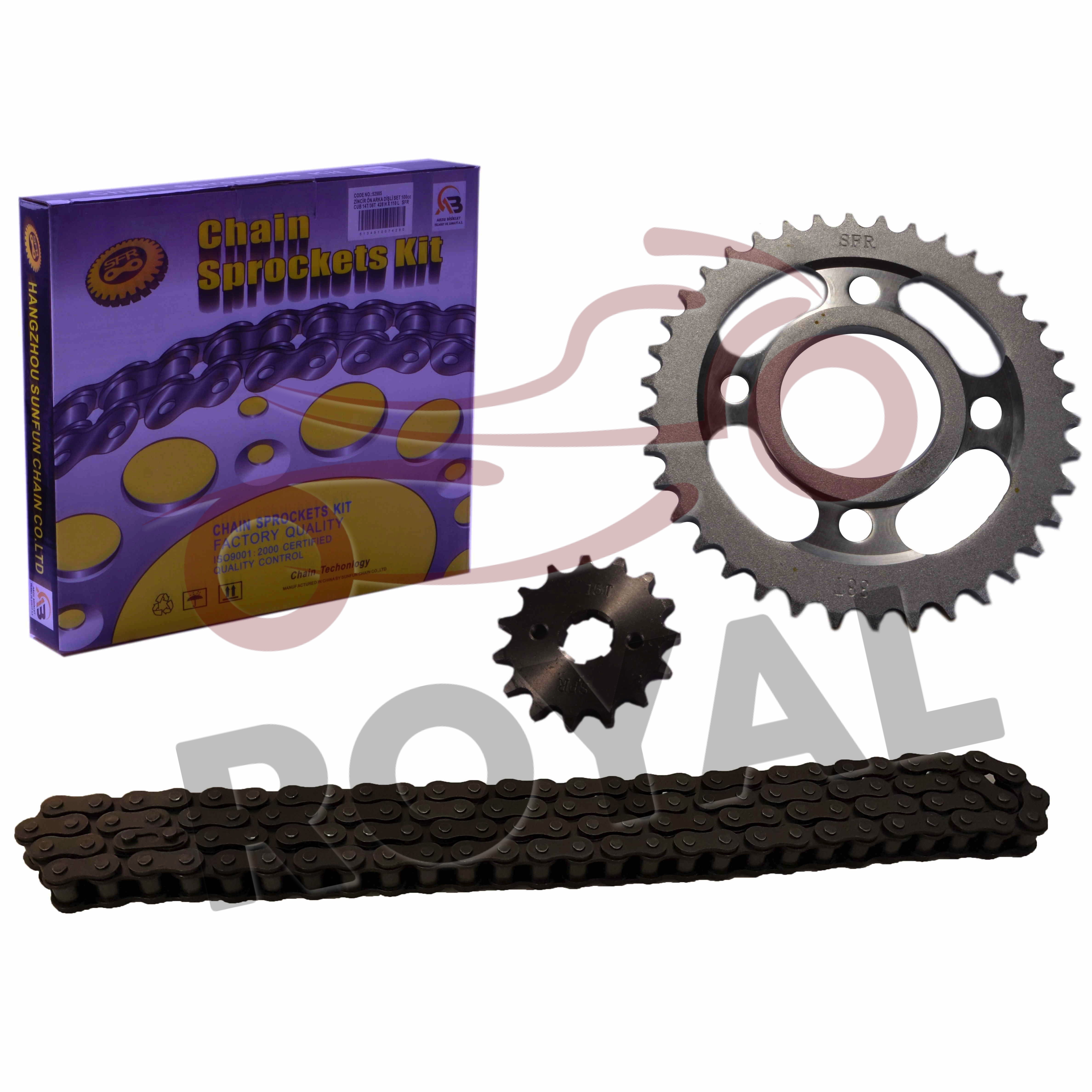 Zincirler Disli Setleri14T/36T 428H X 110 L ZİNCİR DİŞLİ SET 100cc CUB SFR