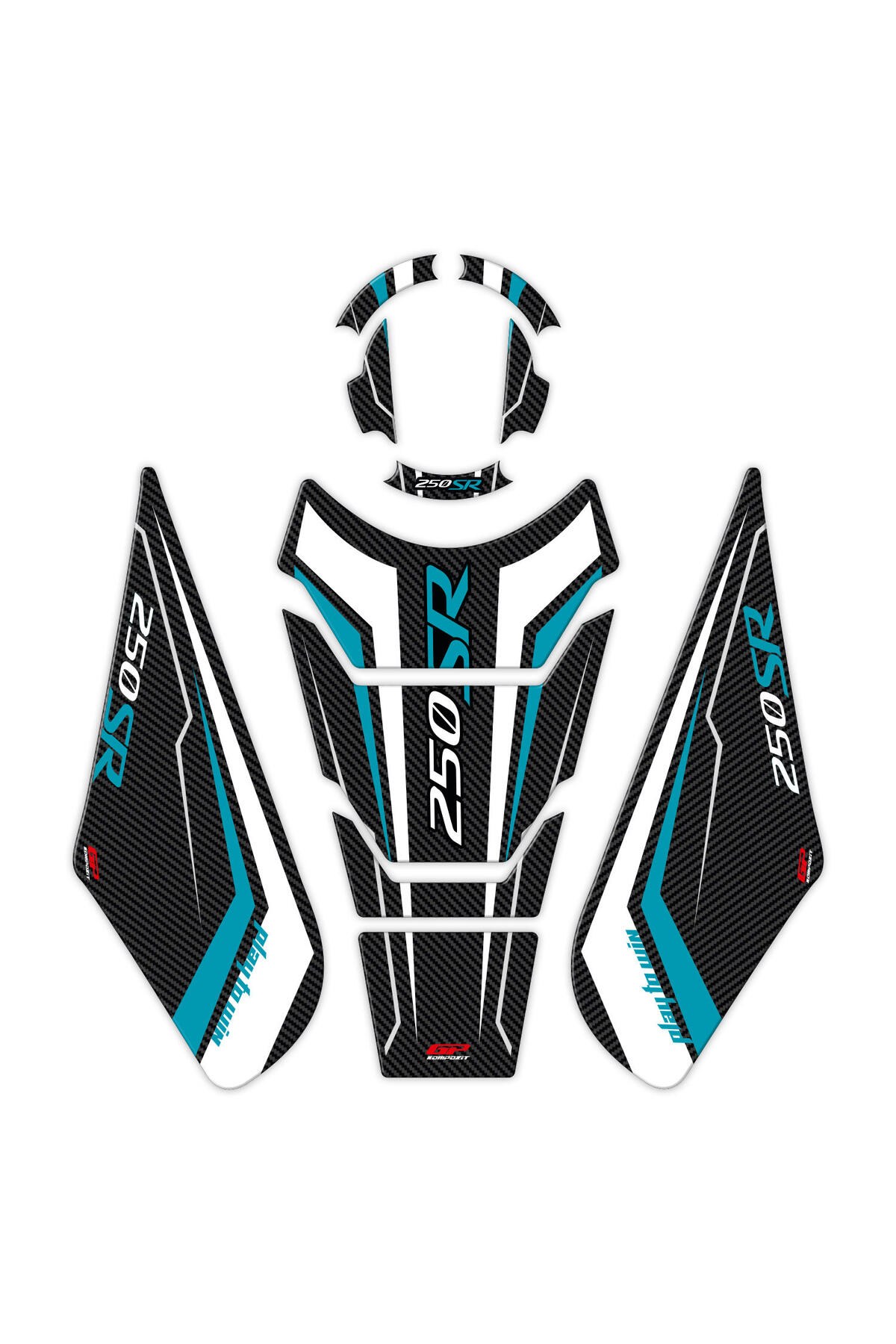 Tankpad & StickerCF Moto 250 SR 2020-2024 Uyumlu Tank Pad Seti Turkuaz
