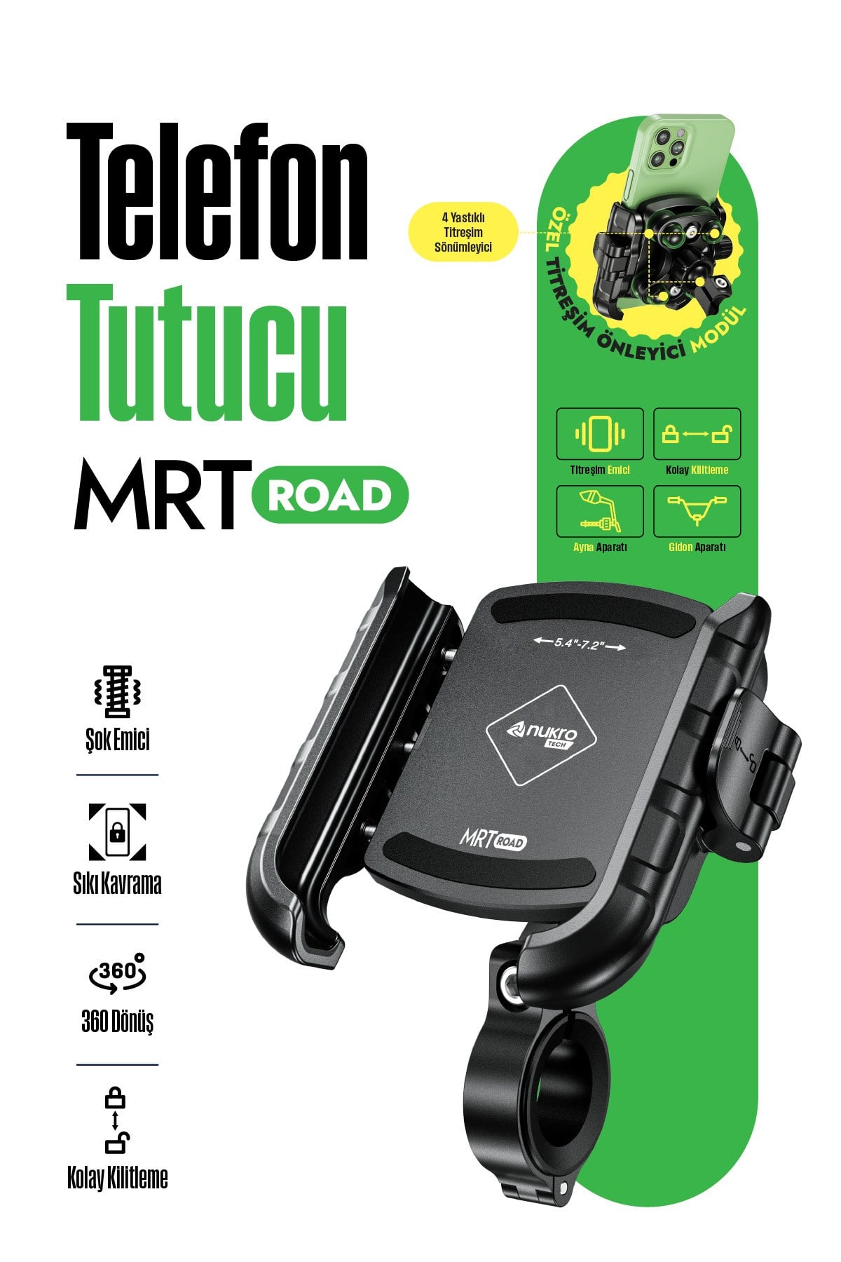 Motosiklet Teçhizat TutucuMrt Road Titreşim Modüllü Motosiklet Telefon Tutucu